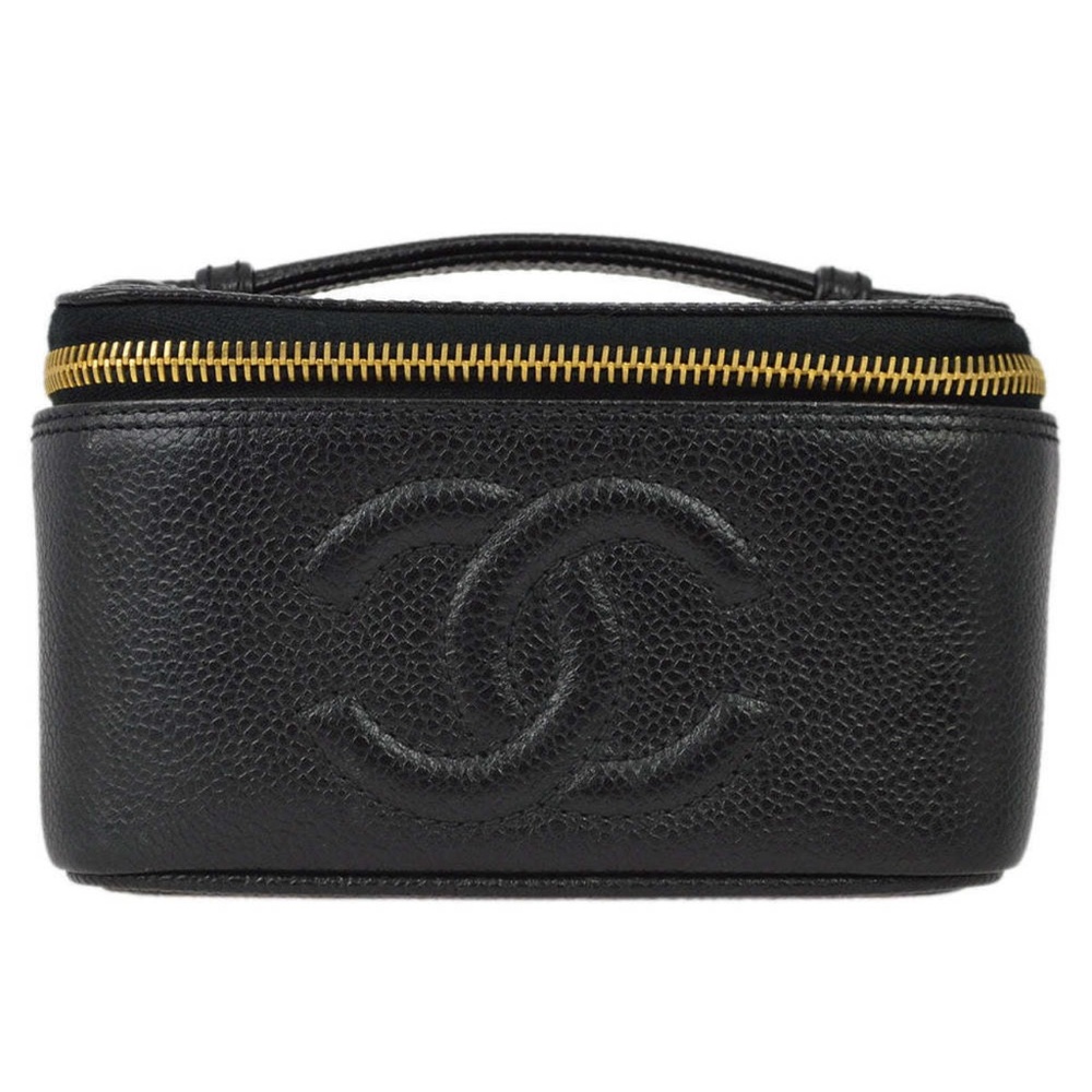 CHANEL VINTAGE Black Caviar Timeless Vanity Handbag